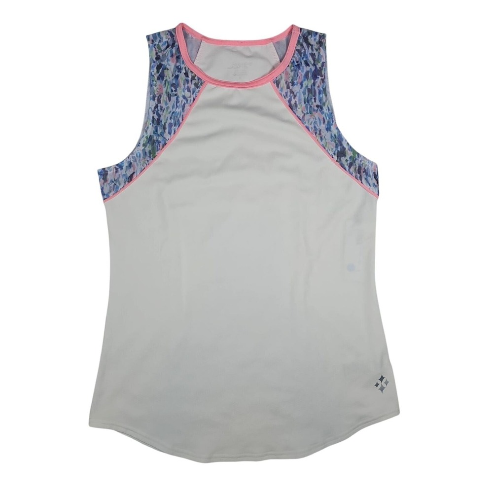 Jofit Tennis Tank Top Shoulder Panel Cutaway Athletic Sleeveless White S NWT $72